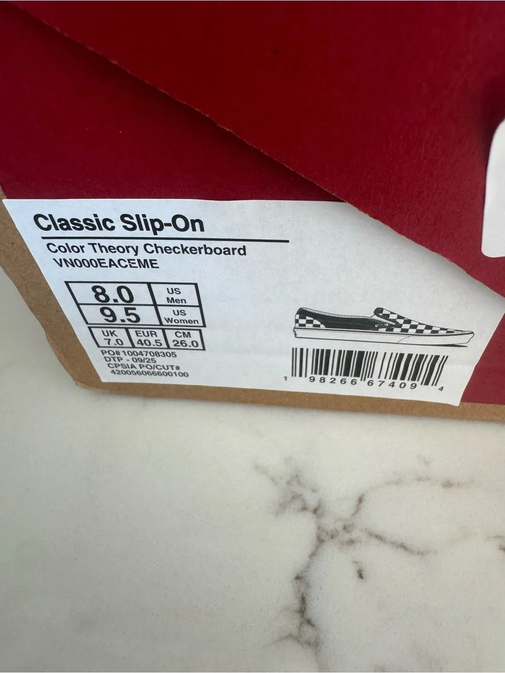 Brand New Vans Classic Slip-On Checkerboard Sneakers - Green & White M 8 W 9.5